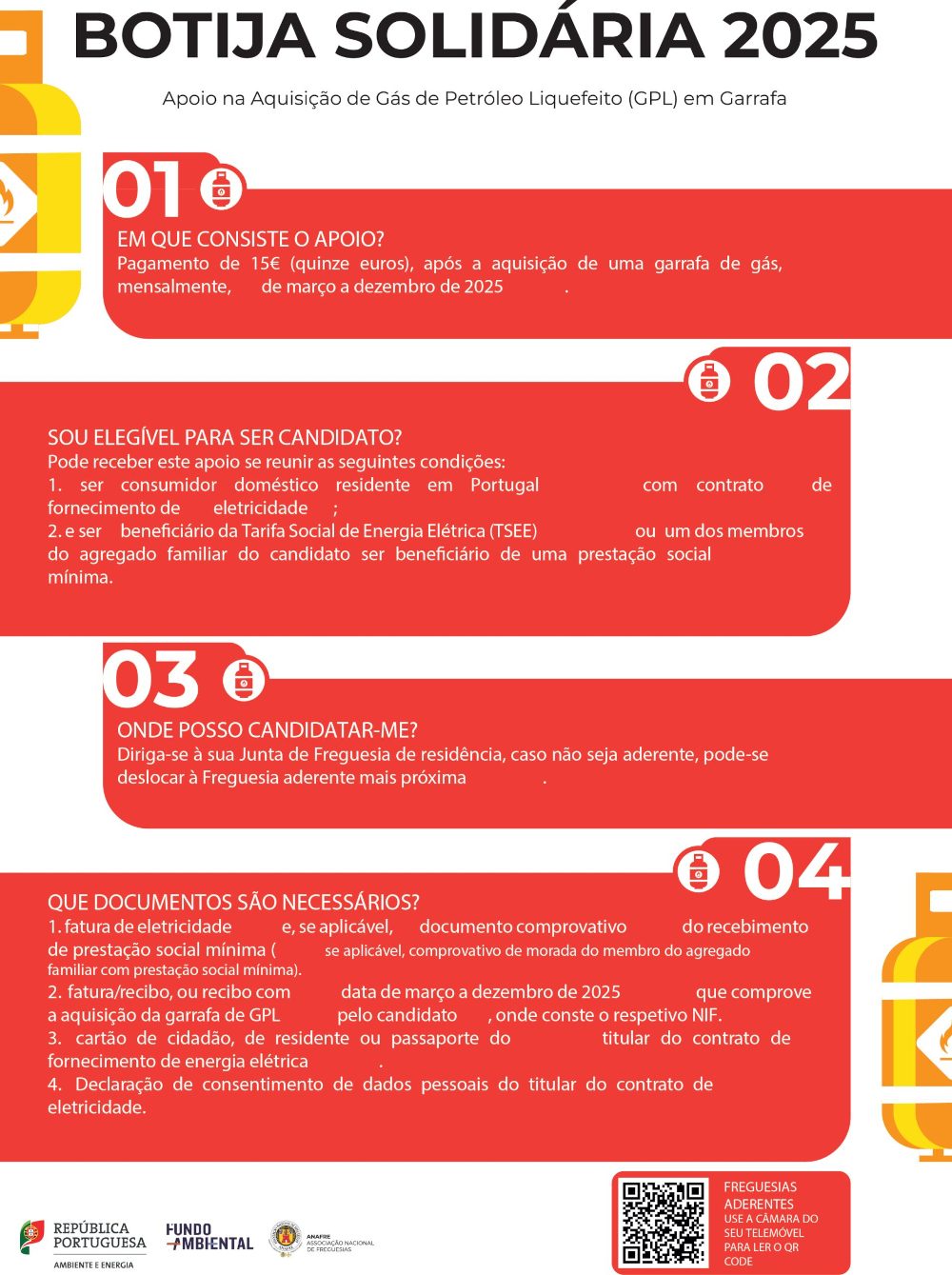 Apoio para a compra de botijas de gás